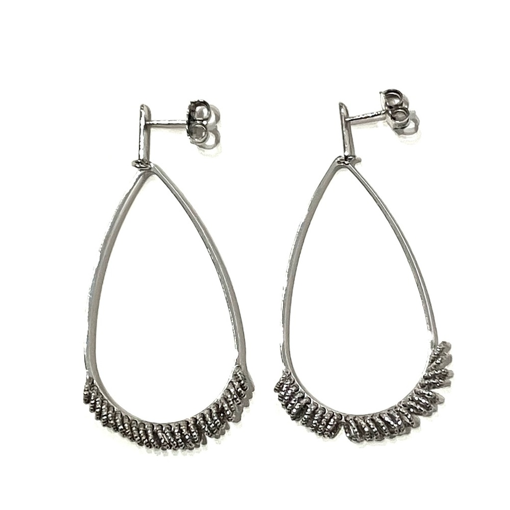 Sterling Silver 925 Italy Open Teardrop Dangle Earrings